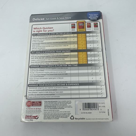 *NEW SEALED Intuit Quicken Deluxe 2010 For Windows XP/VISTA/7 - Picture 2 of 5